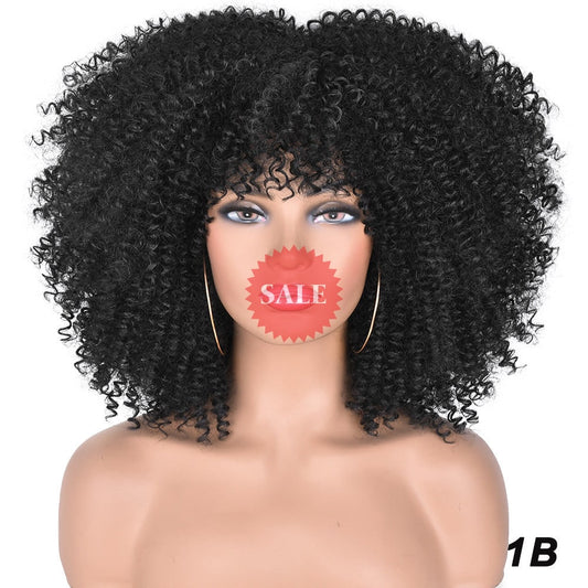 African Black Short Curly Hair Wig Mixed Color European And American Style Wig