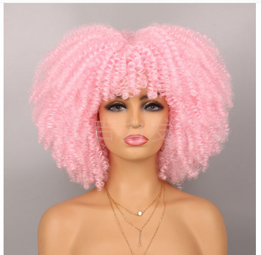 African Black Short Curly Hair Wig Mixed Color European And American Style Wig