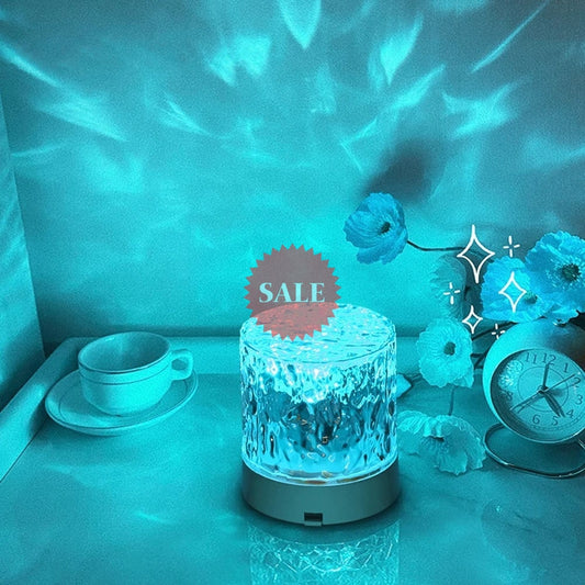 Crystal Lamp Water Ripple Projector Night Light Decoration Home Houses Bedroom Aesthetic Atmosphere Holiday Gift Sunset Lights Home Decor